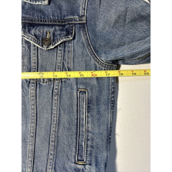 Current/Elliott The Baby Trucker Grassland Denim Jean Jacket Women 1 Destressed - Picture 8 of 10
